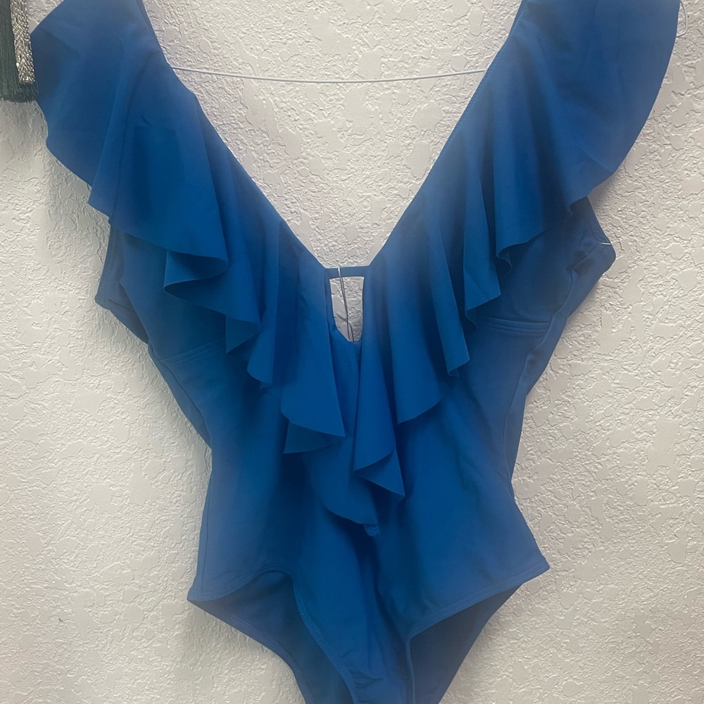 NWT ladies Blue Ruffled One Piece